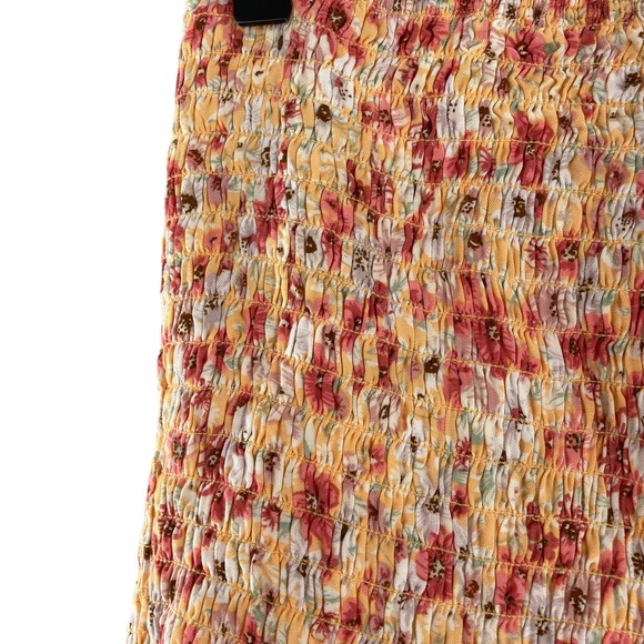 Ten Sixty Sherman Smocked Mini Floral Print Skirt Orange - Picture 2 of 6